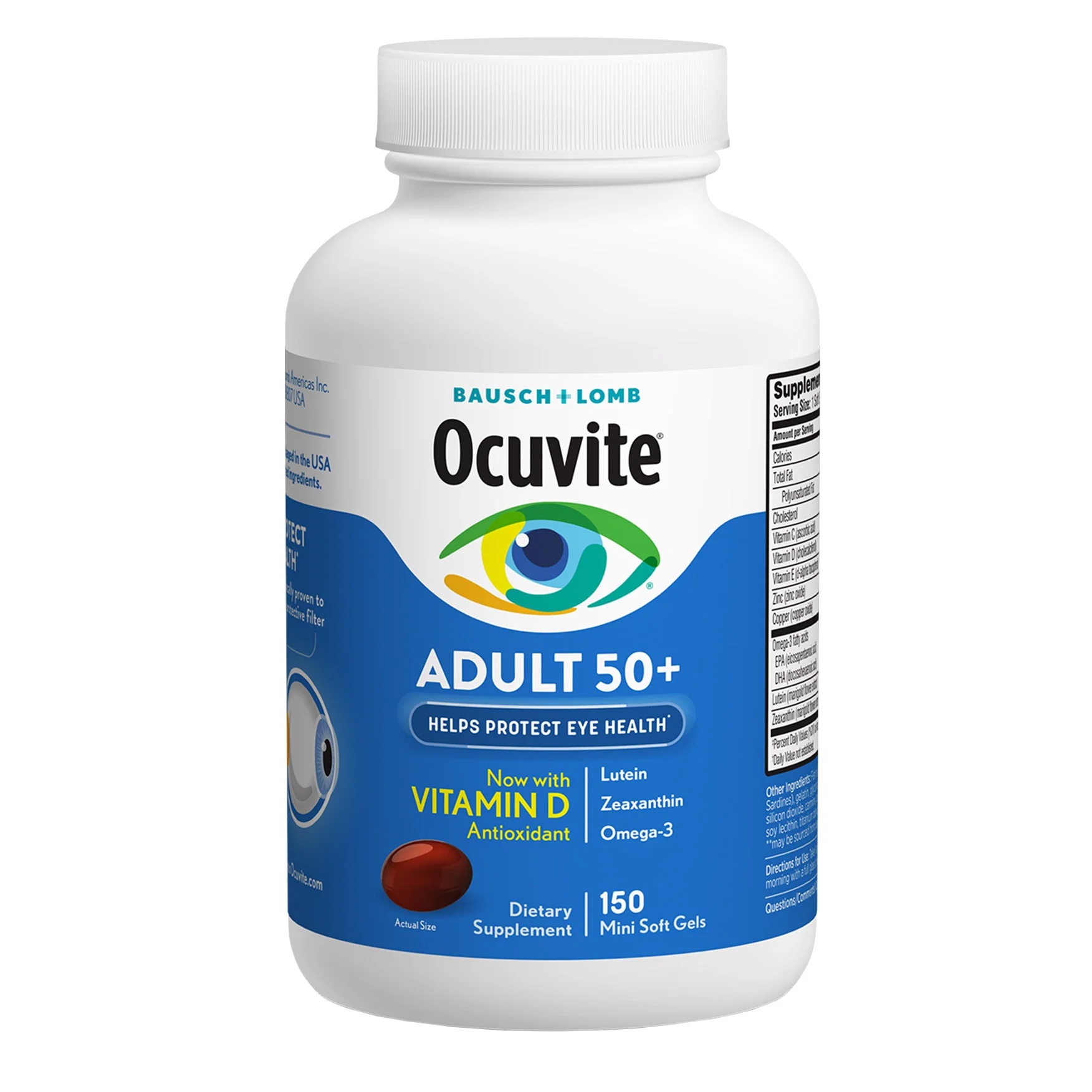 ** โปร 9.9.25 + ค่าจัดส่ง 29- ทุกออเดอร์ ** Ocuvite Adult 50+ 150 softgels จาก Bausch + Lomb วิตามินบำรุงตาสำหรับผู้ใหญ่อายุ 50 ปีขึ้นไป หมดอายุ 05/2026