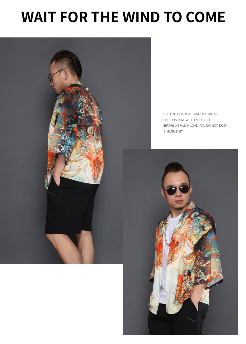 เสื้อแจ๊กเก็ต ผ้าลินิน ลายมังกรสีทอง รหัส OHT 60