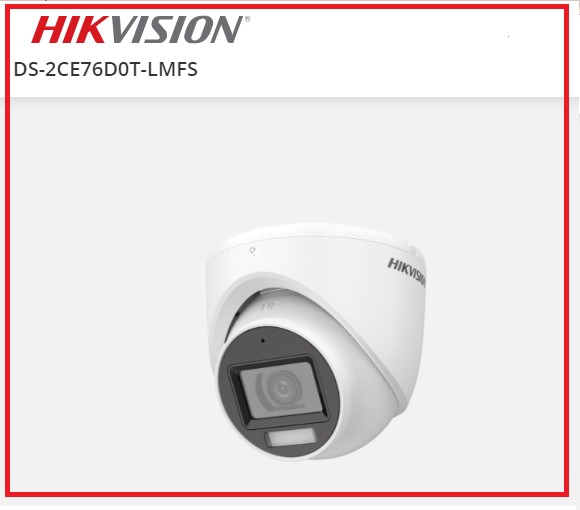 2MP Dual Light Audio Indoor Fixed Turret Camera Hikvision DS-2CE76D0T-LMFS (มาแทน Part DS-2CE76D0T-ITMFS) Built - In Mic *ใช้กับเครื่องบันทึกที่รองรับเสียงเท่านั้น