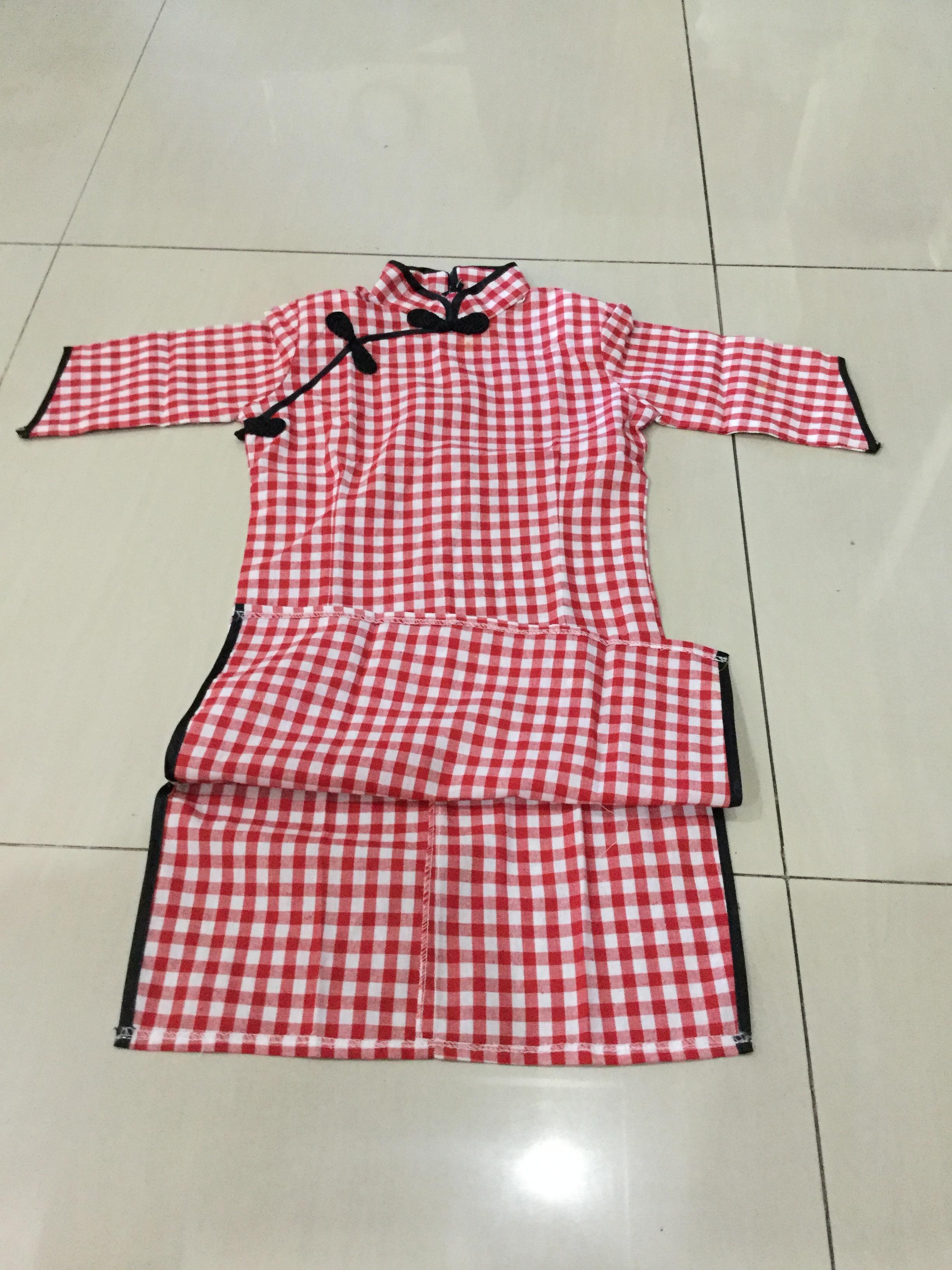 เดรสลายสก๊อตสีแดง. ผ้าฝ้าย รหัส VV 51 สินค้าพร้อมส่ง