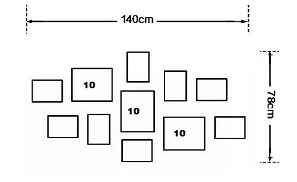 ชุดกรอบรูปติดผนัง Coffee Room กรอบรูป 11 ชิ้น พร้อมรูปภาพตามแบบและวัสดุติดตั้ง