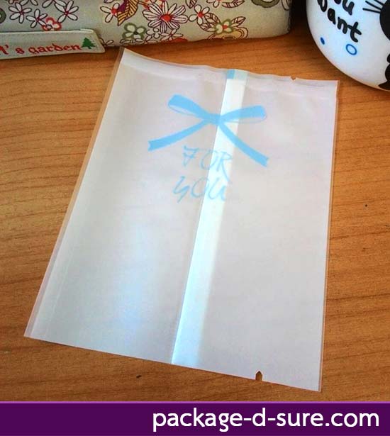 โปรโมชั่น//ถุงซีลกลาง ขอบเรียบ 8.5x11 เนื้อขุ่น โบว์ฟ้า for you แพ็ค 100 ใบ