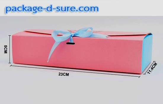 กล่องสี่เหลี่ยมผืนผ้า เปิดบน ไซส์ใหญ่ 11.4x23x5 สีชมพูฟ้า