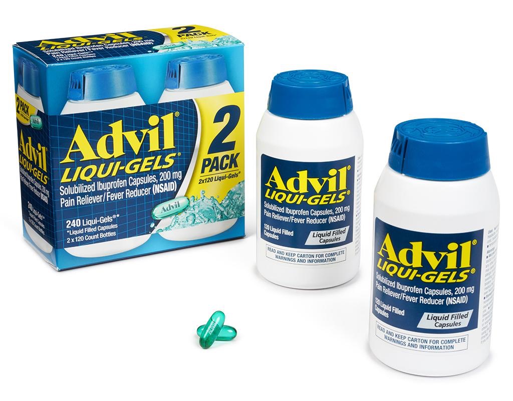 Advil Liqui-Gels 120 Liquid Gels ยาแก้ปวดลดไข้แอดวิล 120 เม็ดเจล หมดอายุ 06/2027