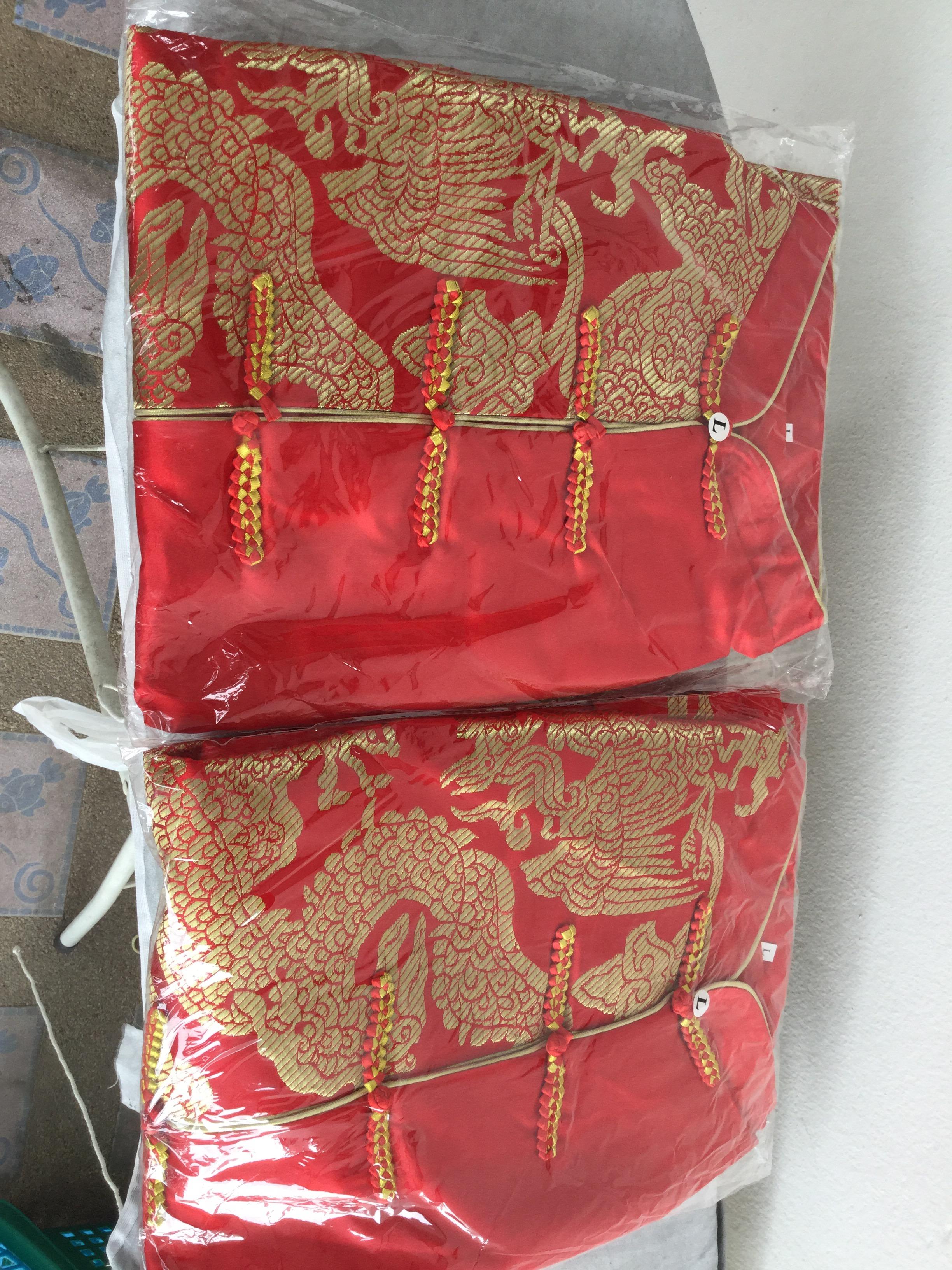 เสื้อจีนผู้ชายสีแดงลายมังกร สีทอง ZH135