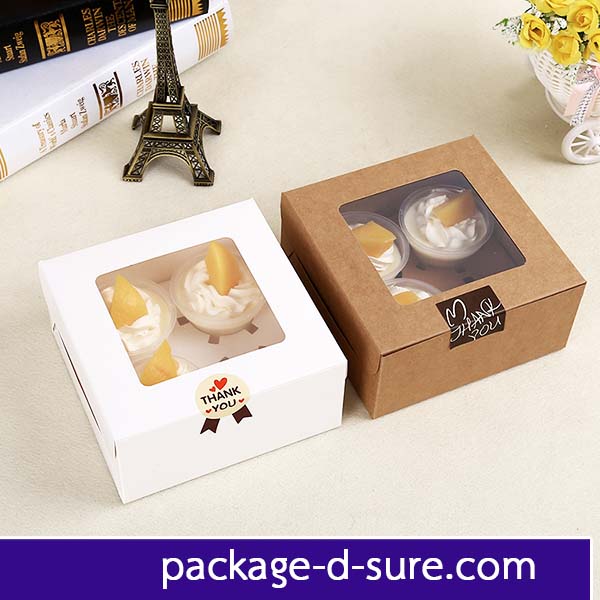 กล่องคัพเค้ก 4 ชิ้น 16x16x7.5 สีขาว เนื้อกระดาษกึ่งมัน