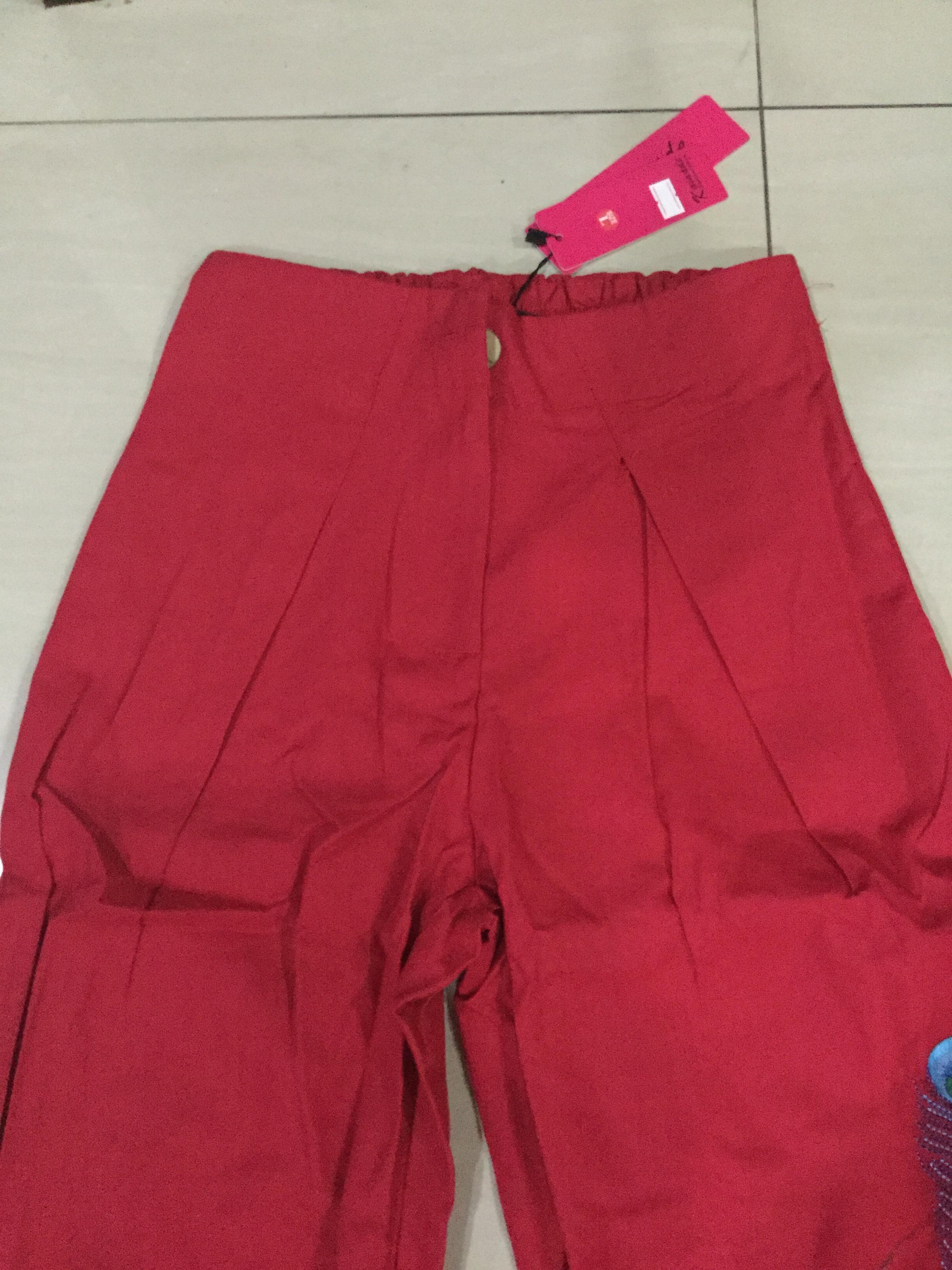 กางเกง ผ้าฝ้าย สีแดง รหัส X 52 สินค้าพร้อมส่ง