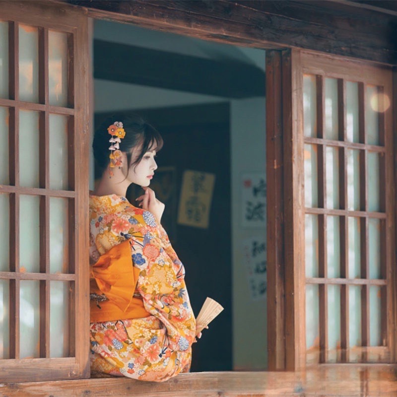 #กิโมโน สีเหลือง พร้อมส่ง