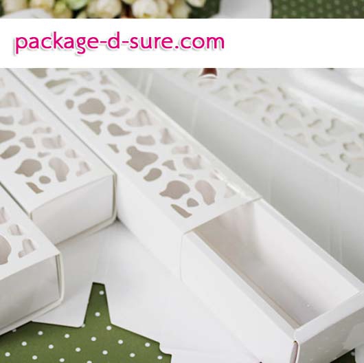 โปรโมชั่น// กล่องมาการองแบบยาว ใส่ 10 ชิ้น ฉลุด้านบน 6x25.8x4 สีขาว