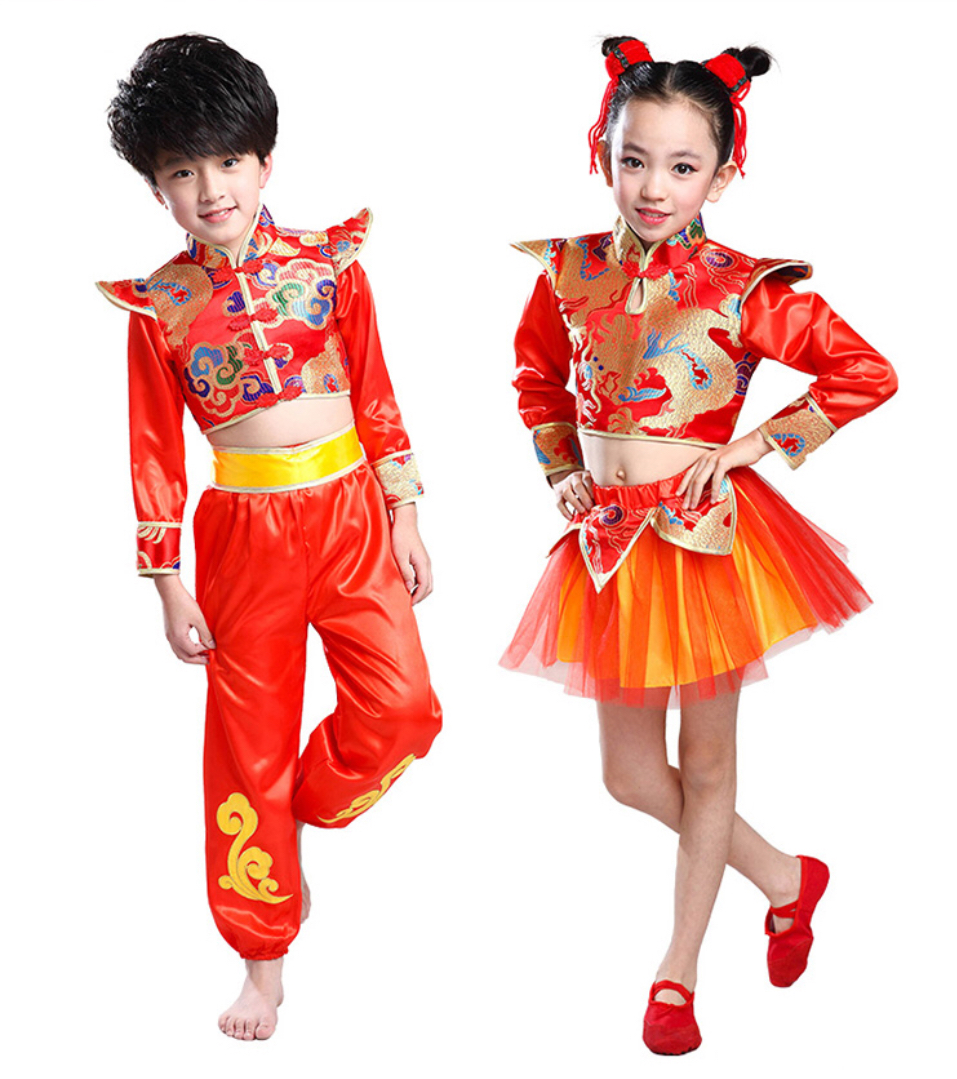 ชุดเต้นเด็กหญิงแขนยาวสีแดง รหัสPR45