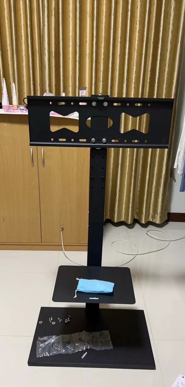 ขาแขวนทีวีตั้งพื้น รองรับ 32-65 ชั้นวางทีวีแบบหมุนได้พร้อมชั้นวางส่วนประกอบสื่อสำหรับ 37 43 47 50 55 60 65 นิ้ว ประกอบใช้งานได้เองง่ายๆ!!!