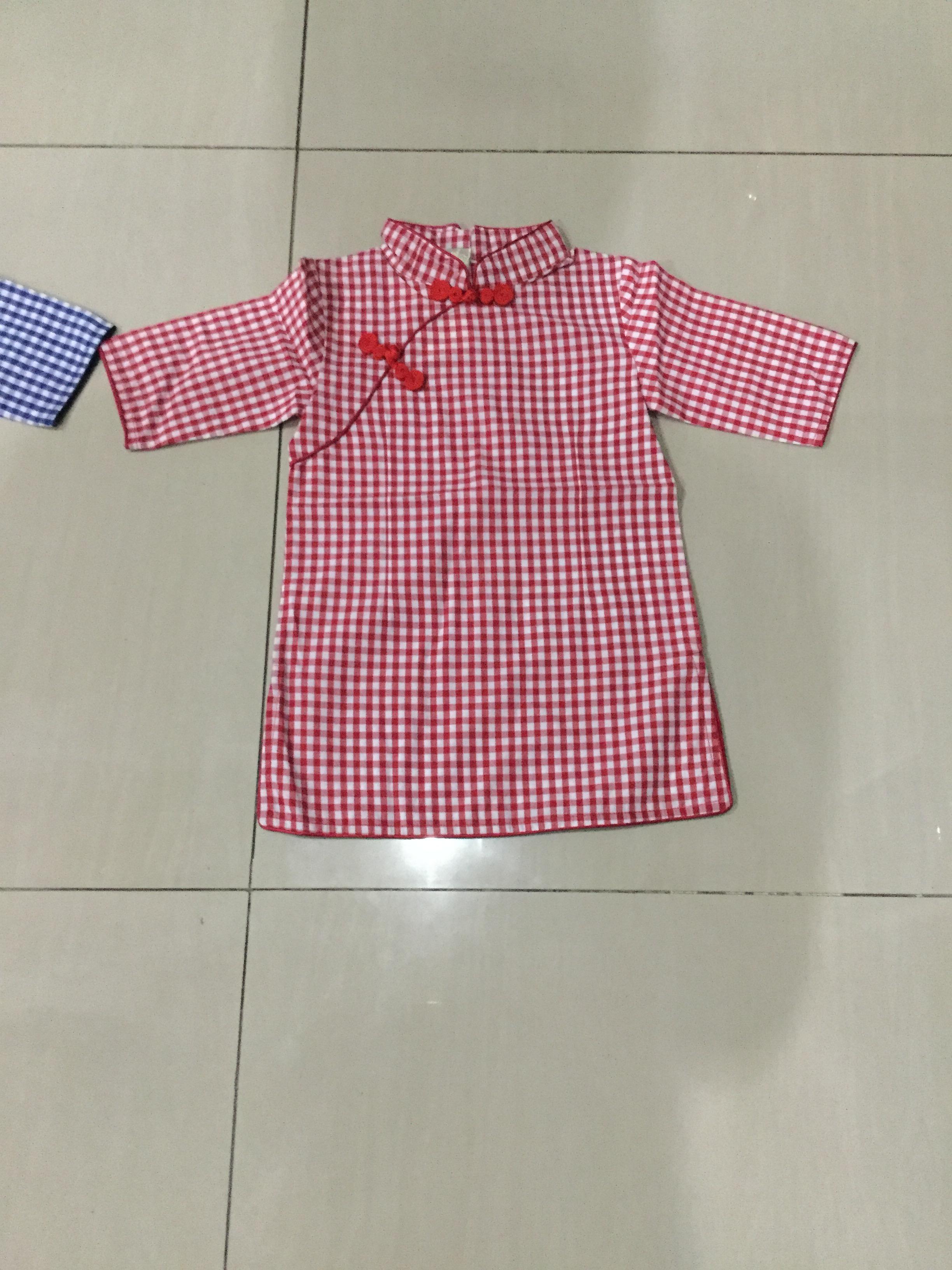 เดรสลายสก๊อตสีแดง. ผ้าฝ้าย รหัส SC 67 สินค้าพร้อมส่ง