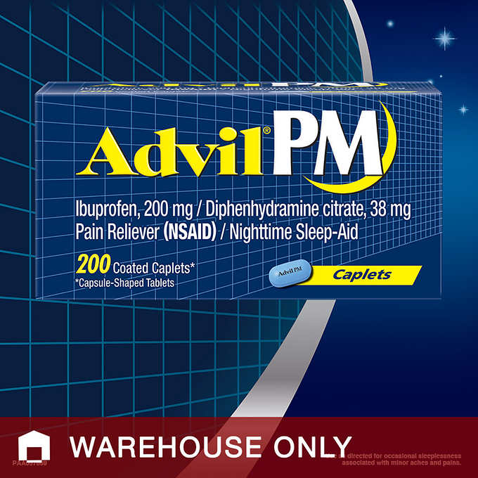 Advil PM 200 เม็ด ยาแก้ปวดตอนกลางคืน NSAID (ไม่มีสเตียรอยด์) และช่วยในการนอนหลับได้ดียิ่งขึ้นค่ะ หมดอายุ 08/2027