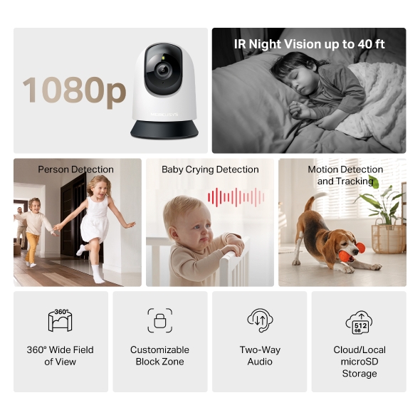 MC200 สินค้าใหม่ Pan/Tilt Home Security Wi-Fi Camera แบรนด์สินค้า MERCUSYS รับประกันสินค้า 1ปี