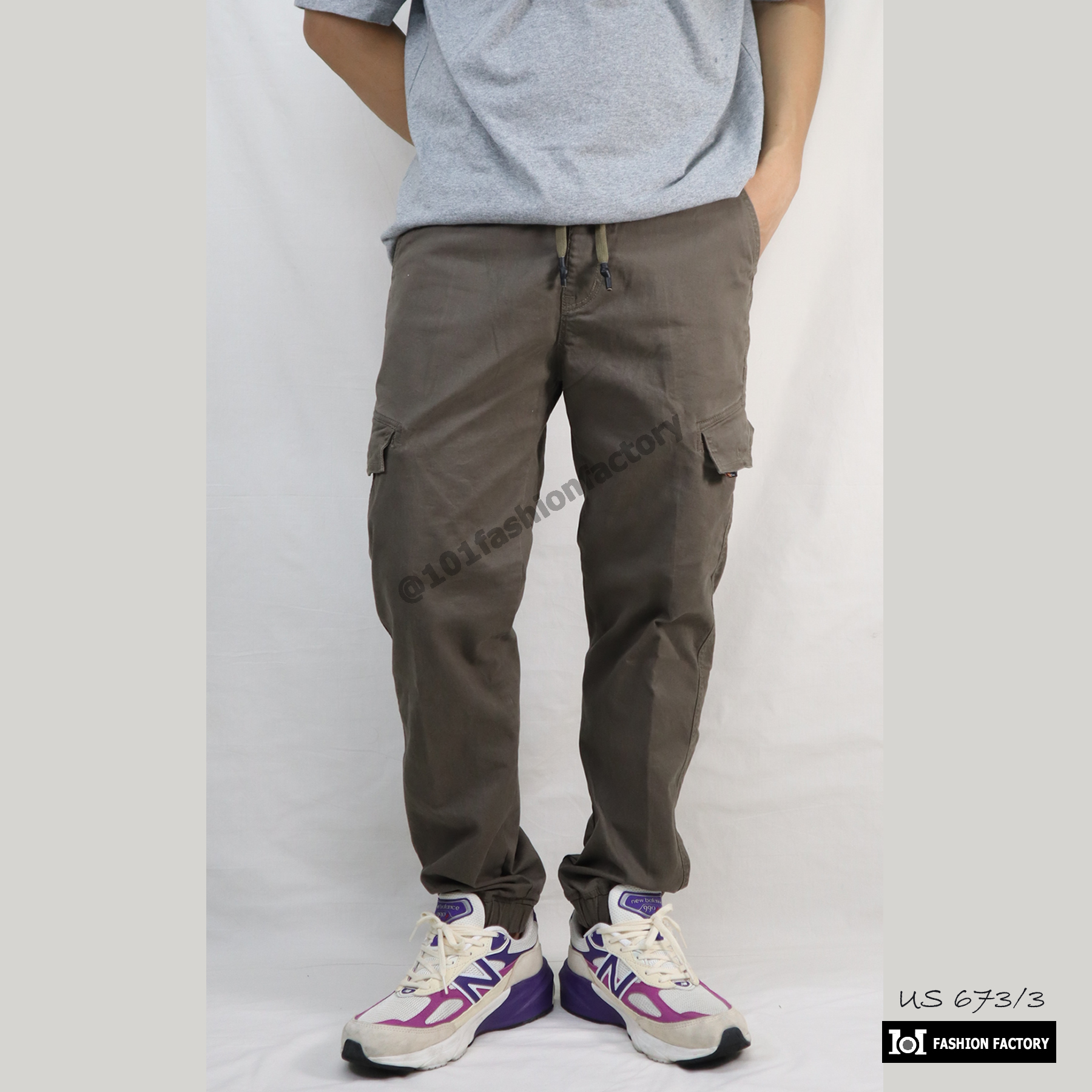 กางเกงจ็อกเกอร์คาร์โก้ No.673/3 Legular Fit เป๋าข้างผ้าทอแทยงยืด สีโอวัลติน | US101