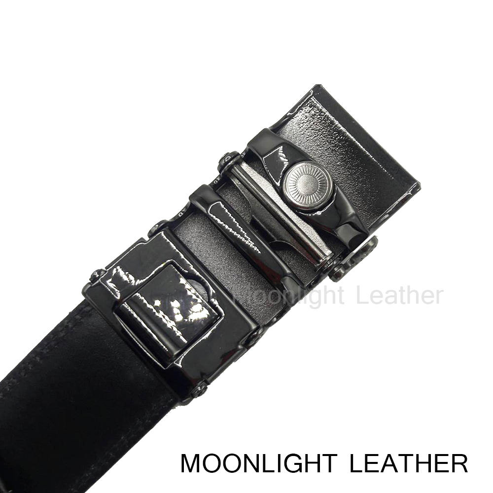 เข็มขัดหนังวัวแท้ MOONLIGHT สำหรับผู้ชาย แบบ Auto Locking หัวไฟเบอร์ลาย Exclusive-1 เป็นหนังแท้ทั้งด้านหน้าหลัง ไม่ลอก