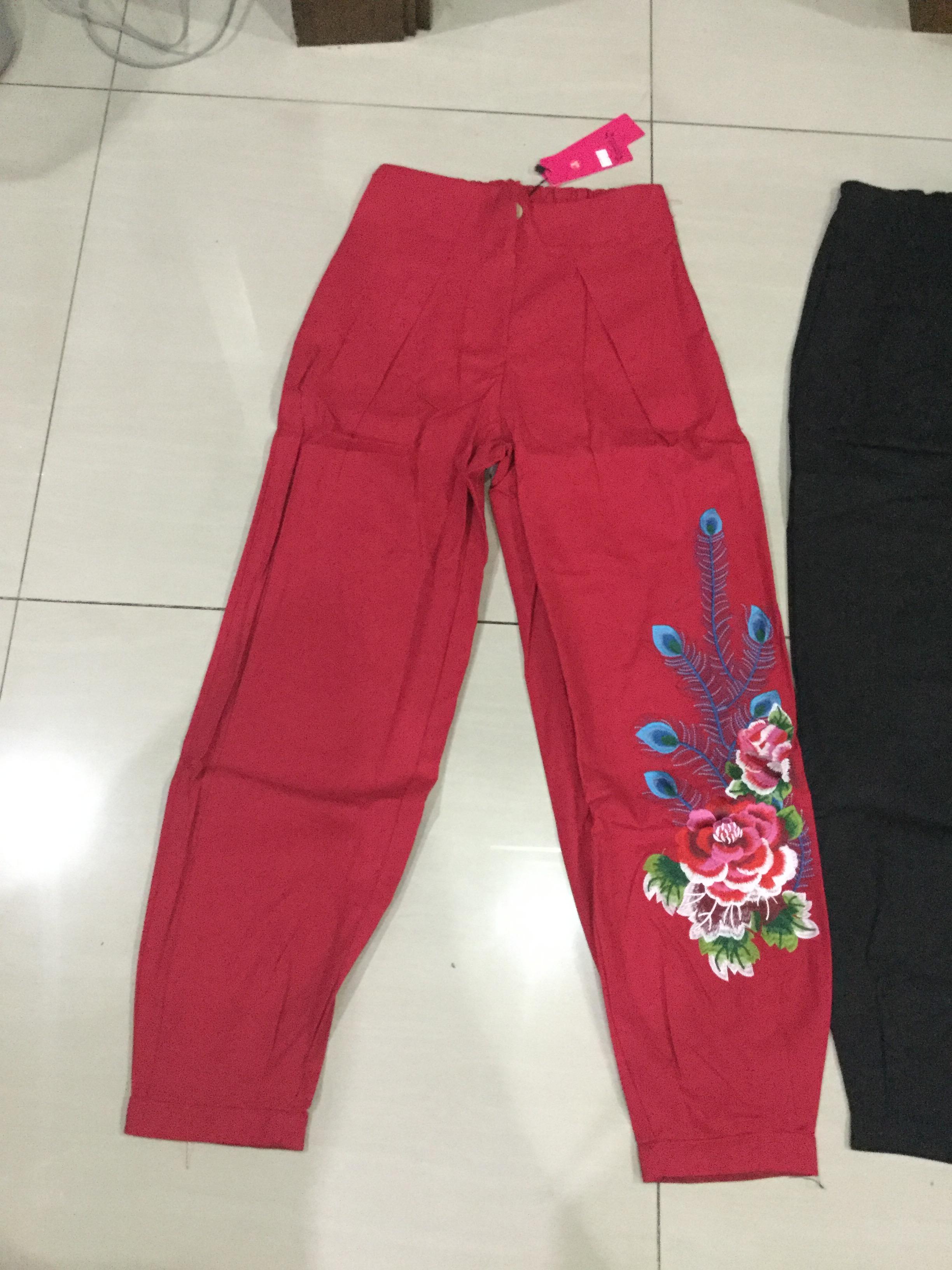 กางเกง ผ้าฝ้าย สีแดง รหัส X 52 สินค้าพร้อมส่ง