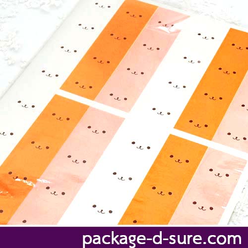 สติกเกอร์ 3 สี ขาว ส้ม ชมพู ลายหน้ากระต่าย แพ็ค 4 แผ่น 96 ดวง