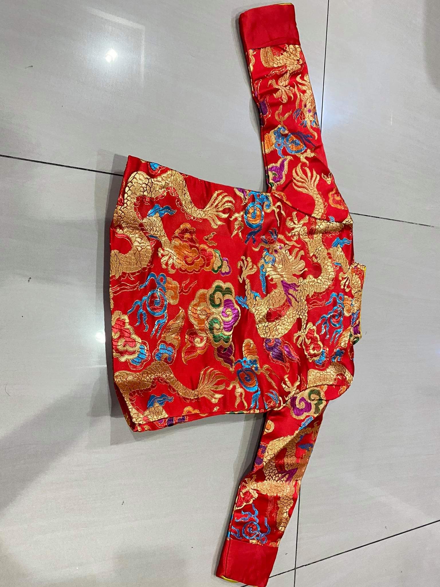 ชุดจีนเด็กชาย ลายปักมังกรสีแดง+กางเกง รหัส TA 49 สินค้าพร้อมส่ง