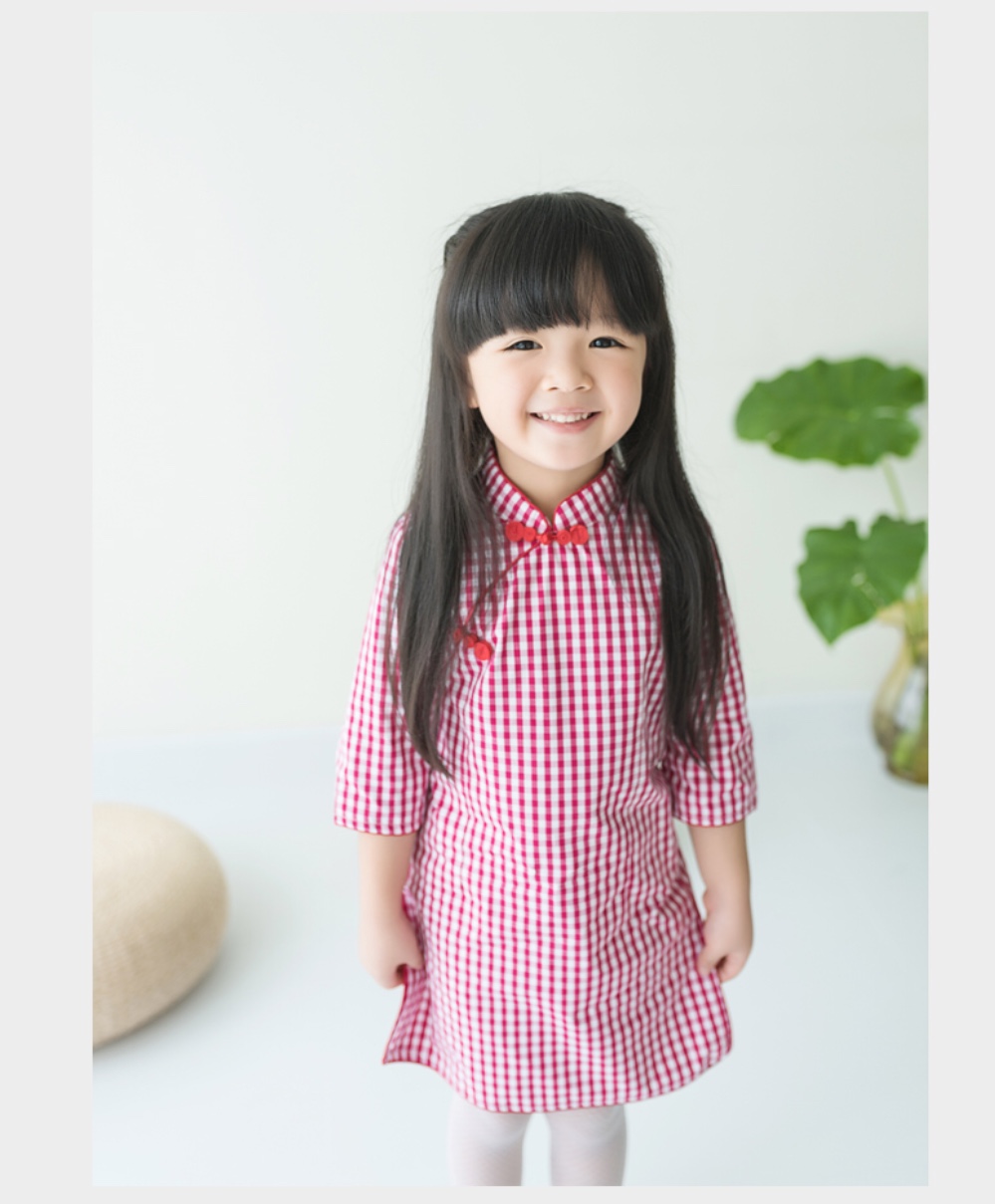 เดรสลายสก๊อตสีแดง. ผ้าฝ้าย รหัส SC 67 สินค้าพร้อมส่ง