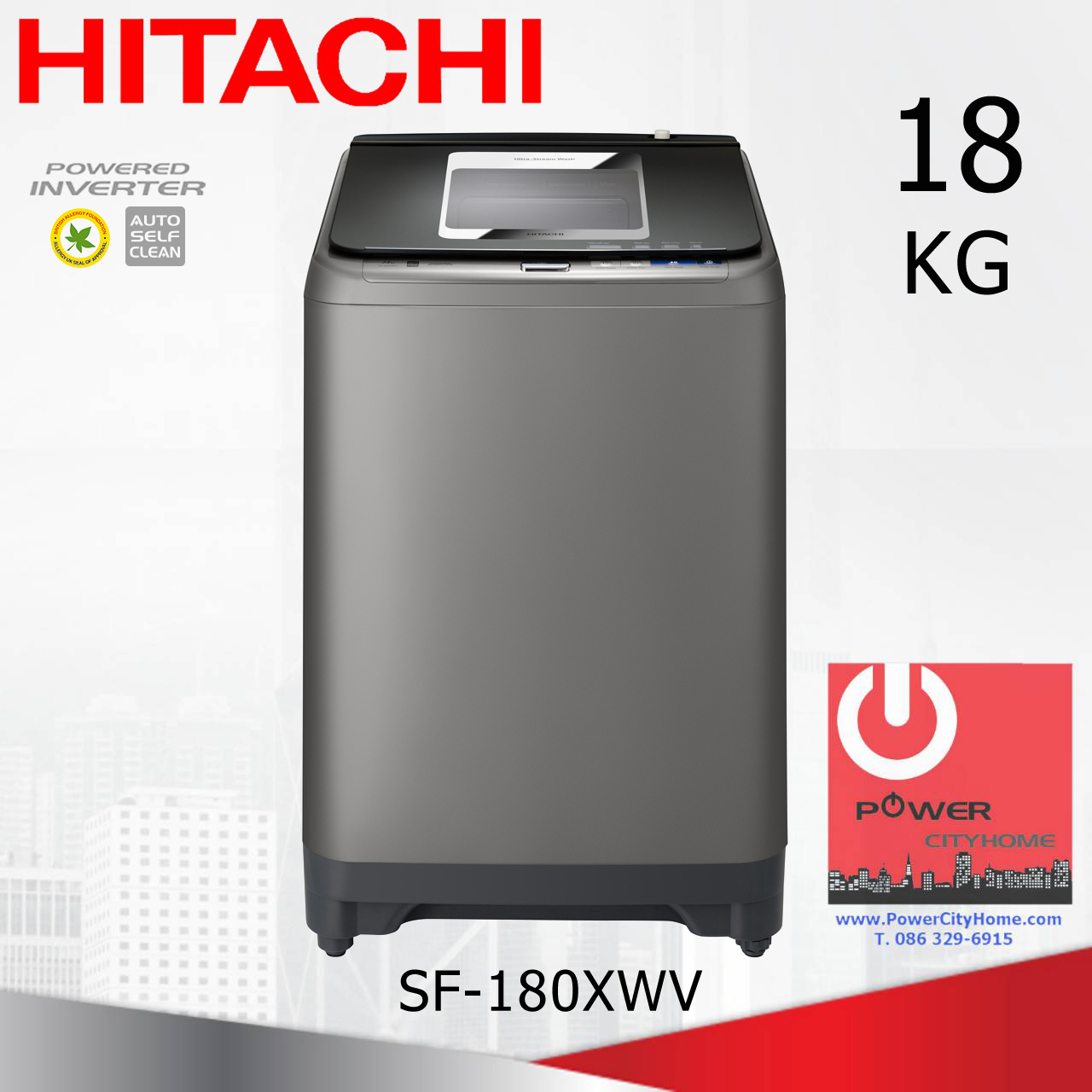 เครื่องซักผ้า Hitachi Ultra Stream Wash 1 ถัง 18 กก. รุ่น SF-180XWV