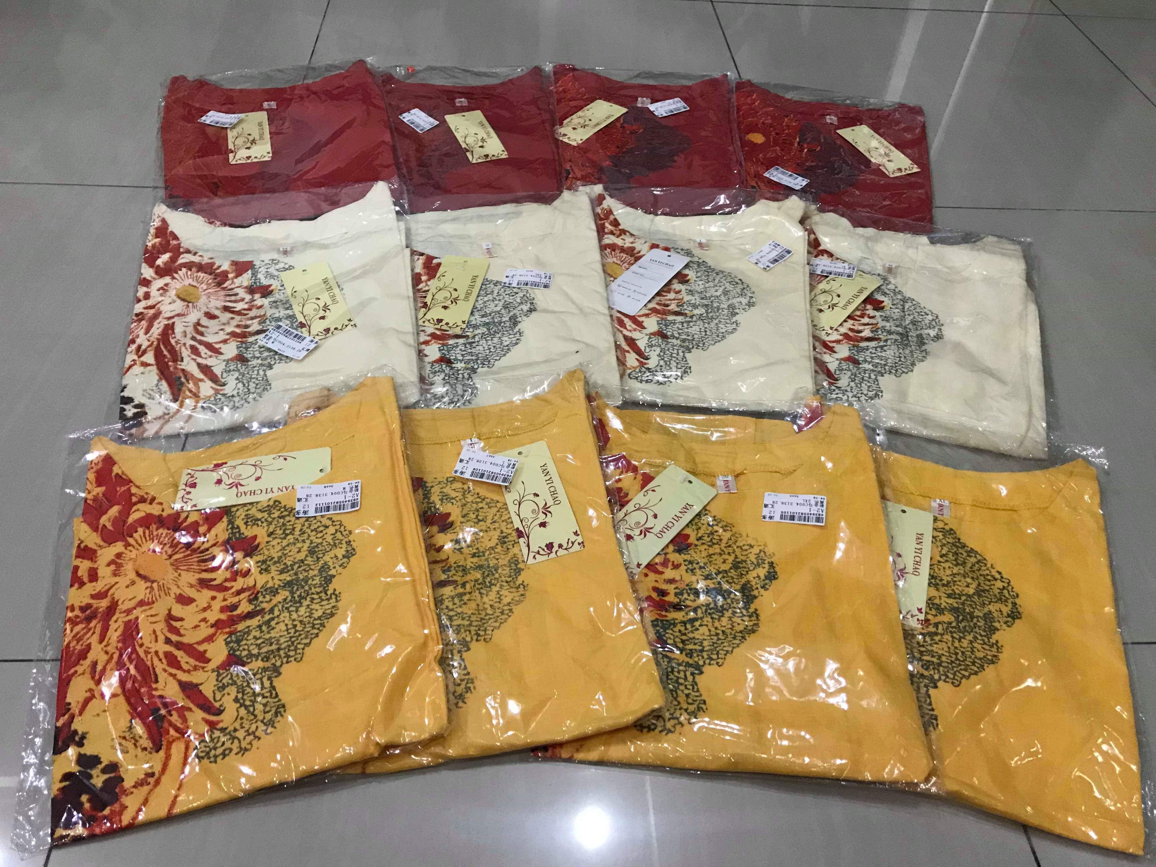 เสื้อผ้าฝ้าย แบบสวมหัว สีแดง ลายสกรีน รหัส HM 28สินค้าพร้อมส่ง