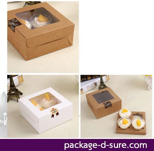 โปรโมชั่น//กล่องคัพเค้ก 4 ชิ้น สี่เหลี่ยมจัตุรัส 16x16x7.5 กระดาษคราฟ