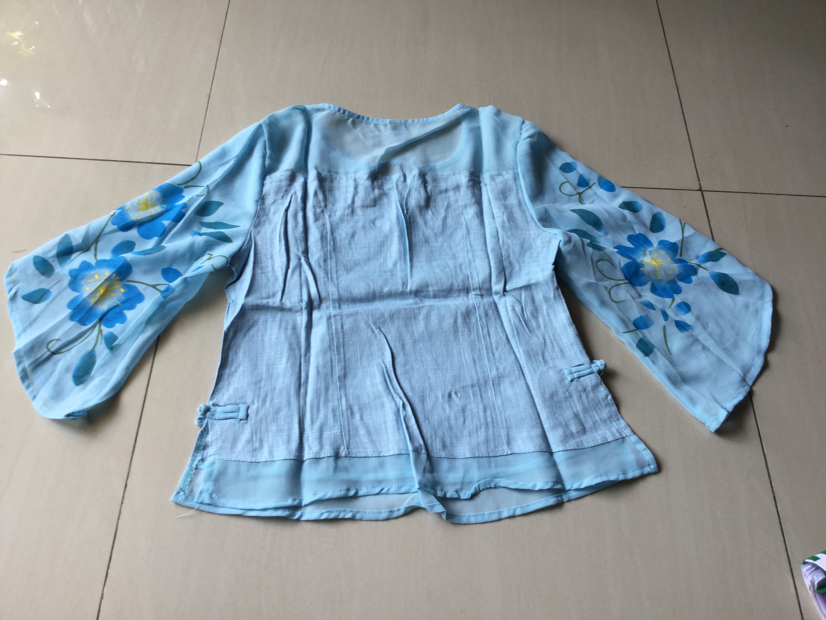 เสื้อผ้าฝ้าย สีฟ้า รหัสZ 50 สินค้าพร้อมส่ง