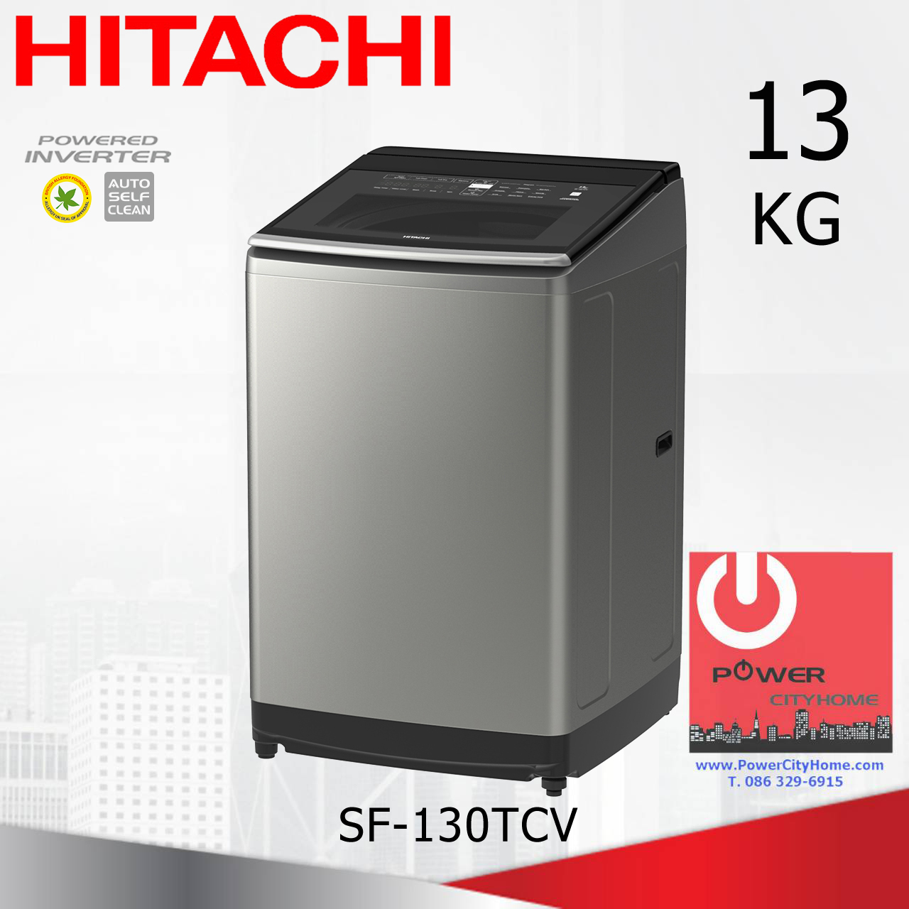เครื่องซักผ้า Hitachi Dual Jet 1 ถัง 13 กก. รุ่น SF-130TCV