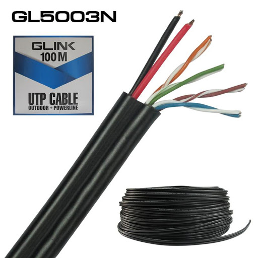 GLINK สาย LAN CAT5E UTP CABLE ยาว 100 M. ใช้งานภายนอก รุ่น GL5003N สีดำ