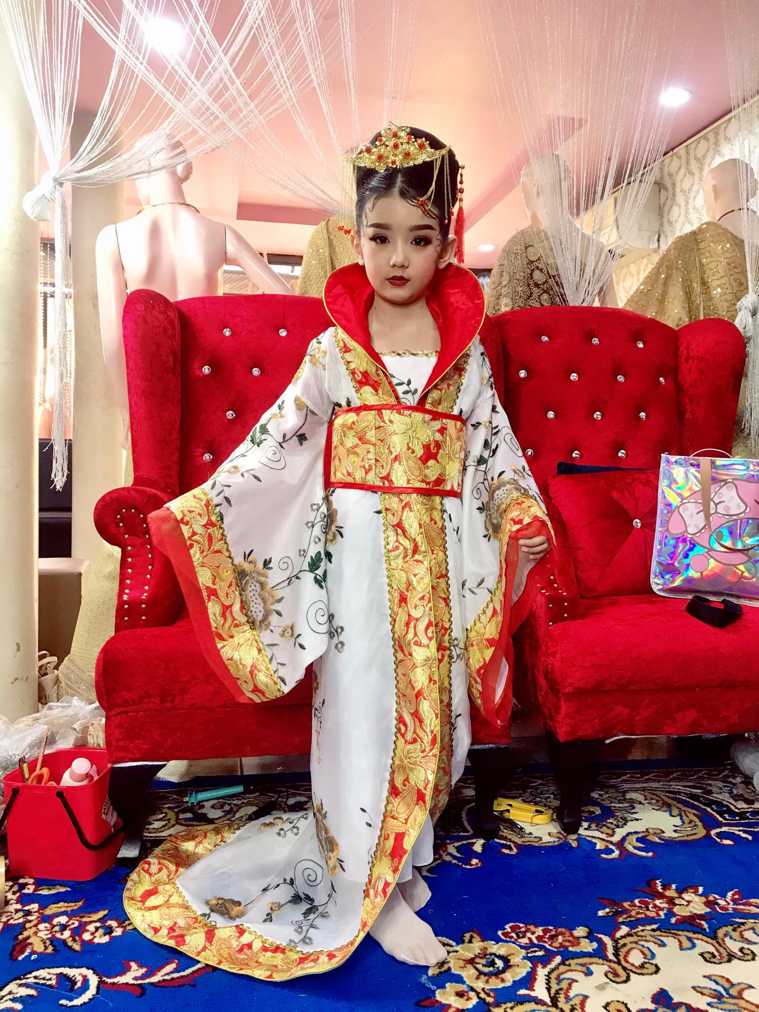 ชุดองค์หญิงราชวงศ์ถัง สีขาว. รหัสFIN 158 สินค้าพร้อมส่ง