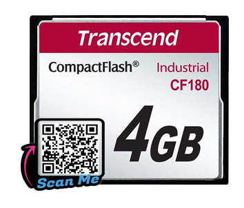 TransCend, Compact Flash Card, 4Gb,CF180,CF180I,Industrial Grade