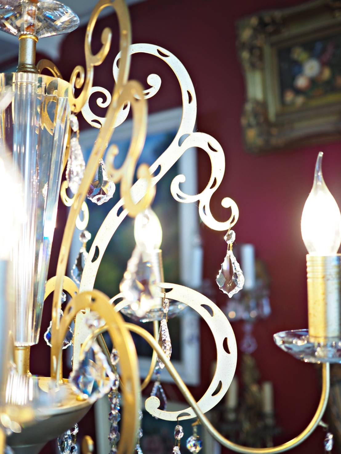 chanderlier คริสตัล Asfour โครงโลหะทำสี