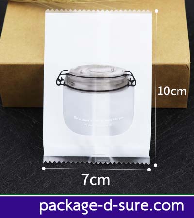 ถุงซีลกลางขอบเรียบ ลายกระปุกแยม พื้นหลังขาว 7x10 แพ็ค 100 ใบ