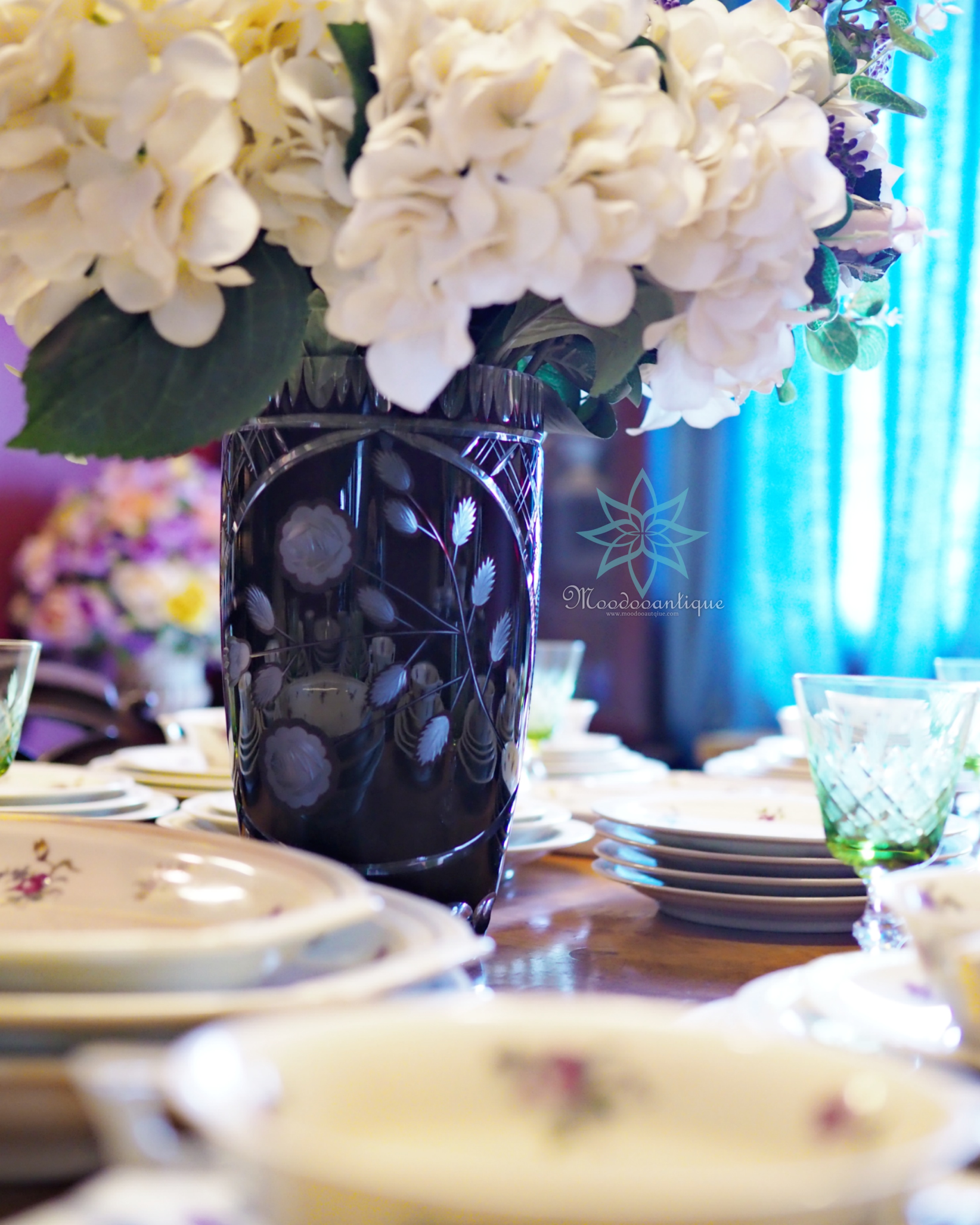 Black Bohemian handcut vase