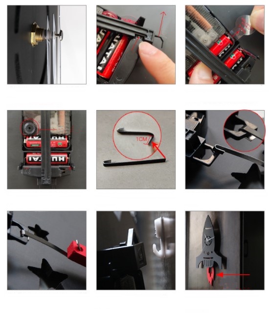 ชุดกรอบรูปติดผนัง Rocket Clock กรอบรูป 8 ชิ้น+งานไม้ตกแต่ง+นาฬิกาจรวด พร้อมรูปภาพตามแบบและวัสดุติดตั้ง