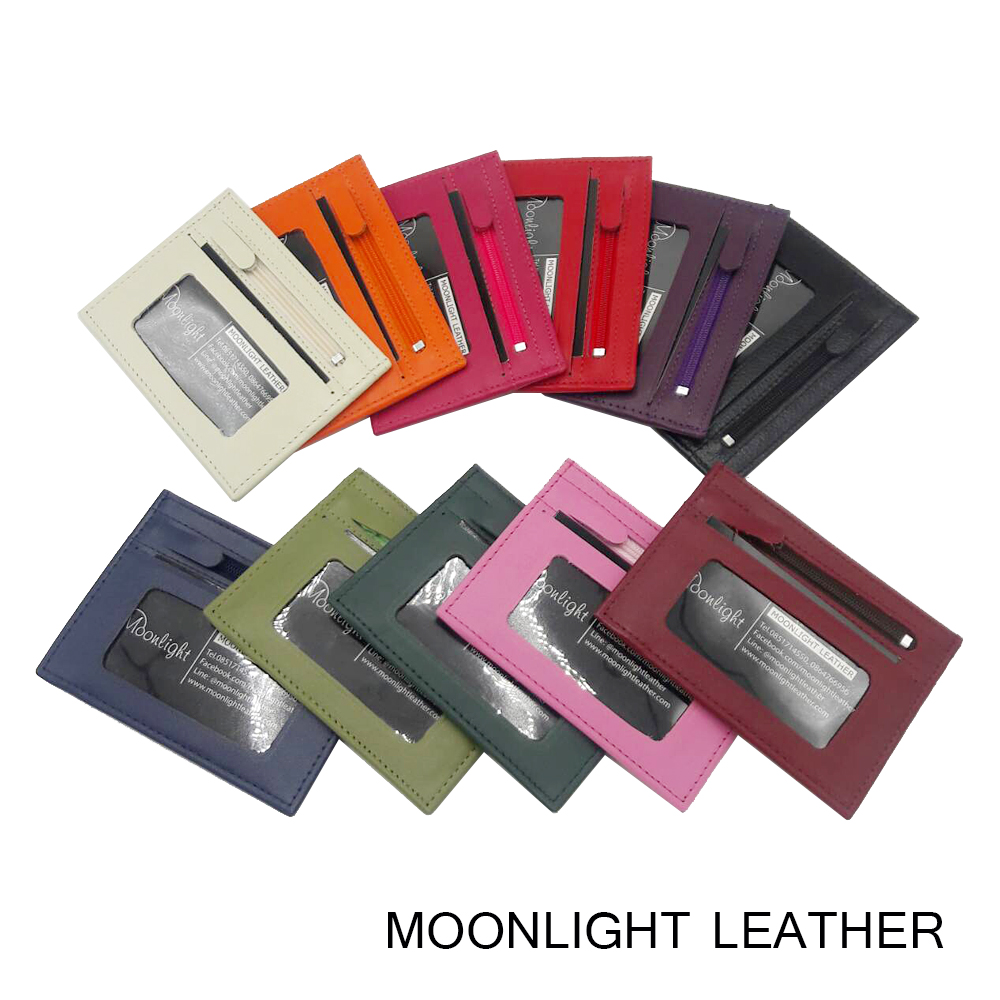 กระเป๋าใส่บัตร ใส่เหรียญ Moonlight หนังแท้ รุ่น Colo สีแดงเข้ม ทนทานบางเฉียบ นิ่มพกพาง่าย ใส่แบงค์พันได้ มีกล่องเป็นของขวัญได้