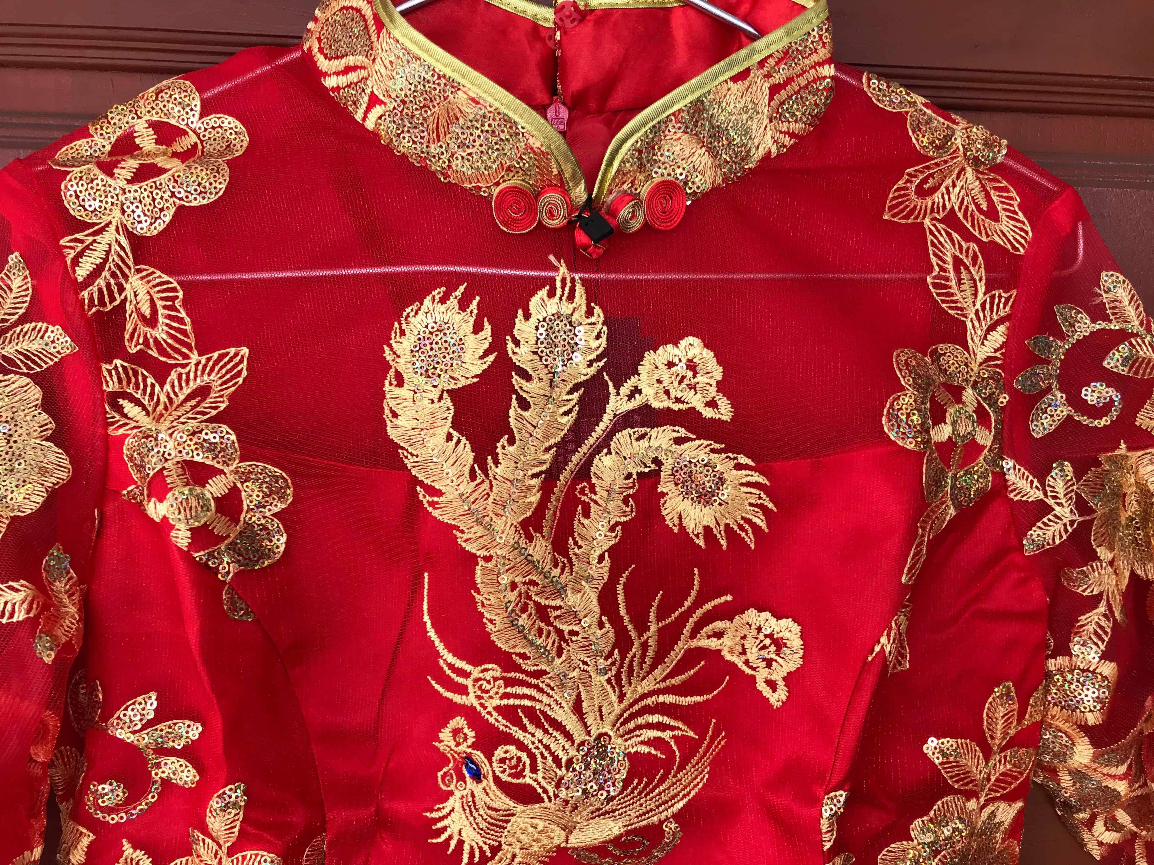 ชุดเจ้าสาวสีแดง รหัส WED#1# 165 สินค้าพร้อมส่ง