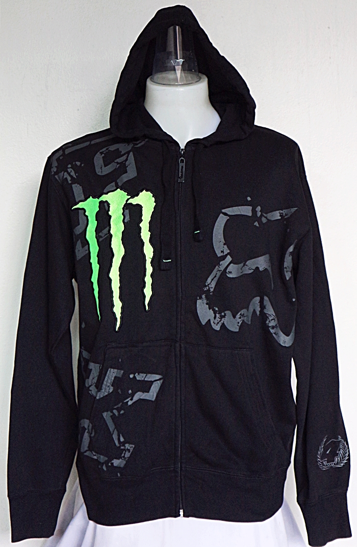 เสื้อ jacket FOX X MONSTER ENERGY มีฮู้ด ไซส์ L รอบอก 46 นิ้ว