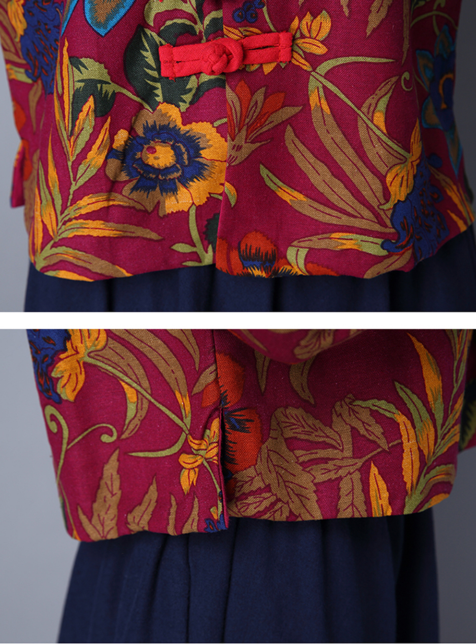 เสื้อ ผ้าฝ้ายสีแดงลายกุหลาบ . รหัส RI 58 สินค้าพร้อมส่ง ผ้าไม่หนา. ใส่สบาย