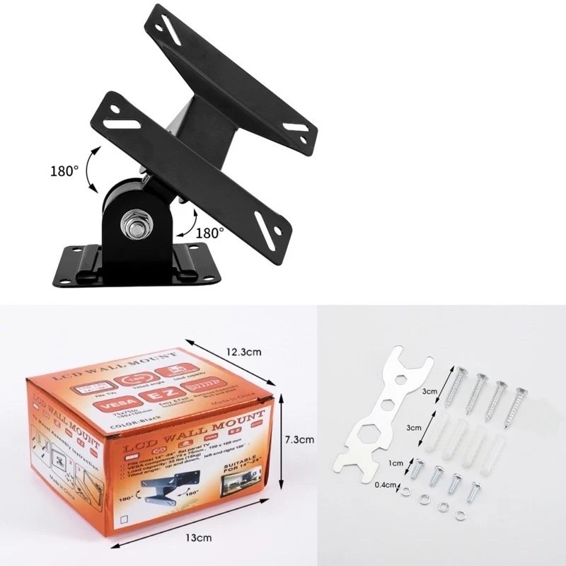 [F01]ขายึดจอคอม จอทีวี ติดผนัง รองรับ14-24นิ้ว ปรับซ้ายขวาก้มเงยได้