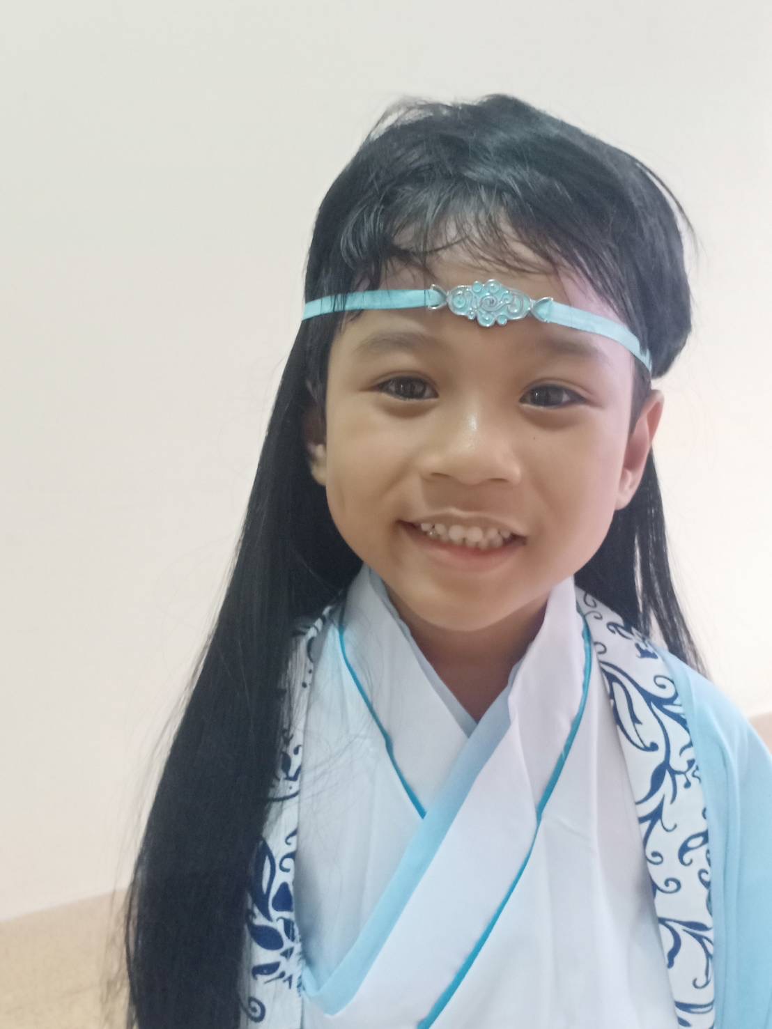 ชุดจอมยุทธน้อย สีขาวฟ้า รหัส J 84 สินค้าพร้อมส่ง