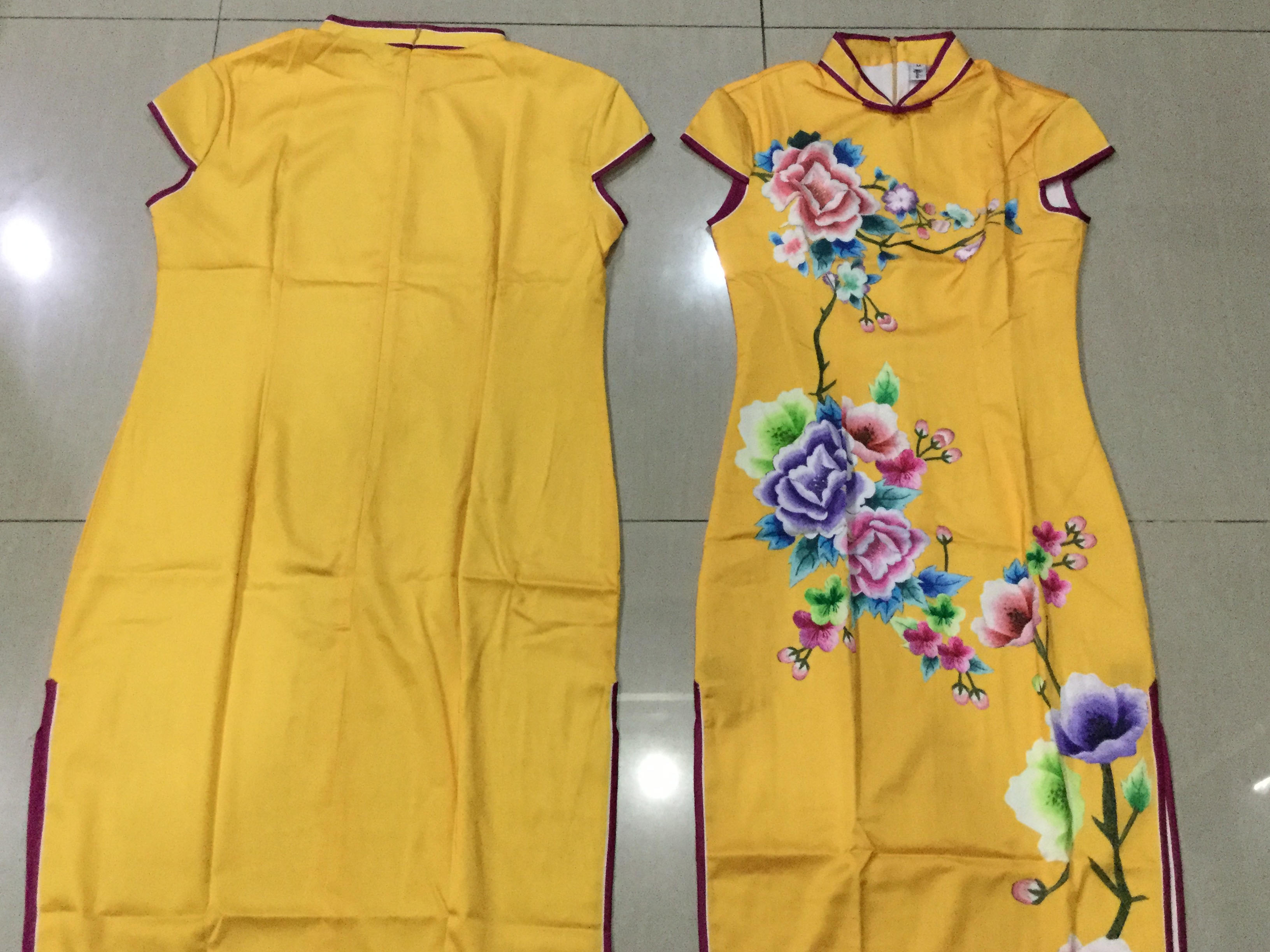 กี่เพ้ายาว สีเหลือง รหัส SW 155 สินค้าพร้อมส่ง