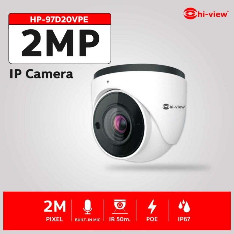 HP-97D20VPE Hiview กล้อง IP สำหรับติดตั้งภายใน ความคมชัด 2 ล้านพิกเซล มีไมค์ ปรับเลนส์ได้ 2.8 -12 มม. ราคารวม VAT 7% รับประกันสนิคา้ 3 ปี,