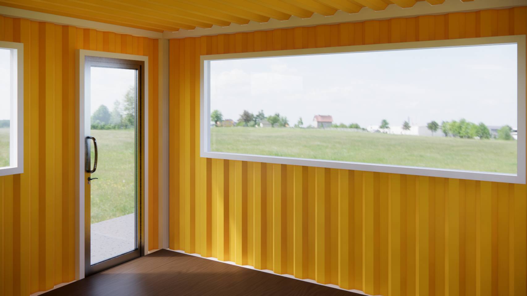 ตู้คอนเทนเนอร์ ร้านค้า ออฟฟิศขนาดเล็ก UC-K04 ขนาด 4เมตร * 4 เมตร * สูง 2.4 เมตร พร้อมพืนกระเบื้องยาง เลือกสีตู้ได้ *** รวมค่าขนส่งแล้ว