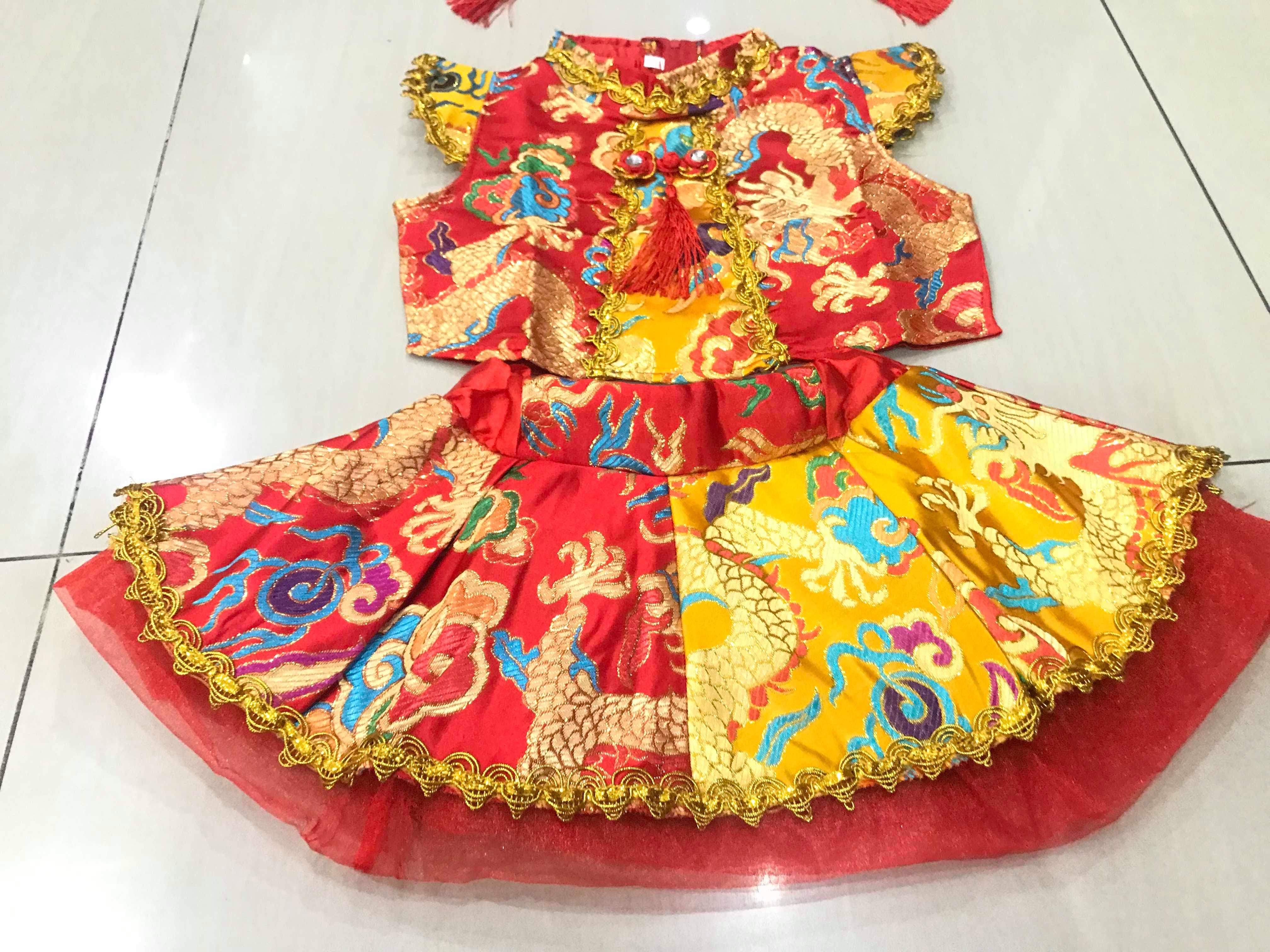 ชุดเต้นเด็กหญิงสีแดงแขนกุด PR42