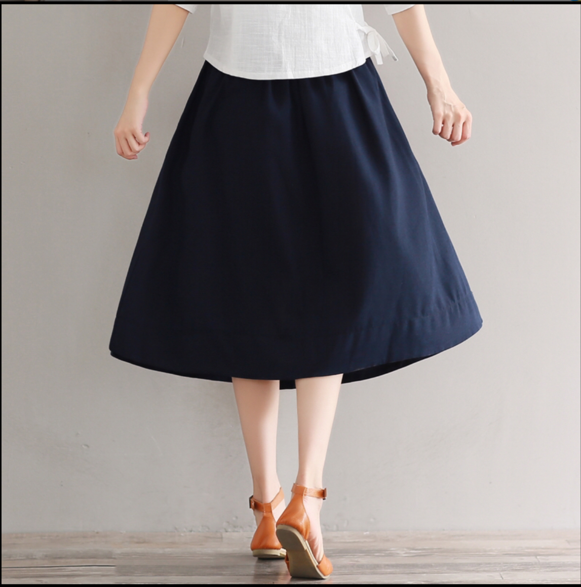 กระโปรงผ้าฝ้าย สีแดง / สีน้ำเงิน / สีเขียว รหัส H 38 สินค้าพร้อมส่ง