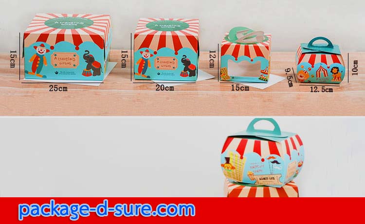 กล่องหูหิ้ว สี่เหลี่ยม ทรงสูง 9.5x12.5x10 ลายคณะละครสัตว์