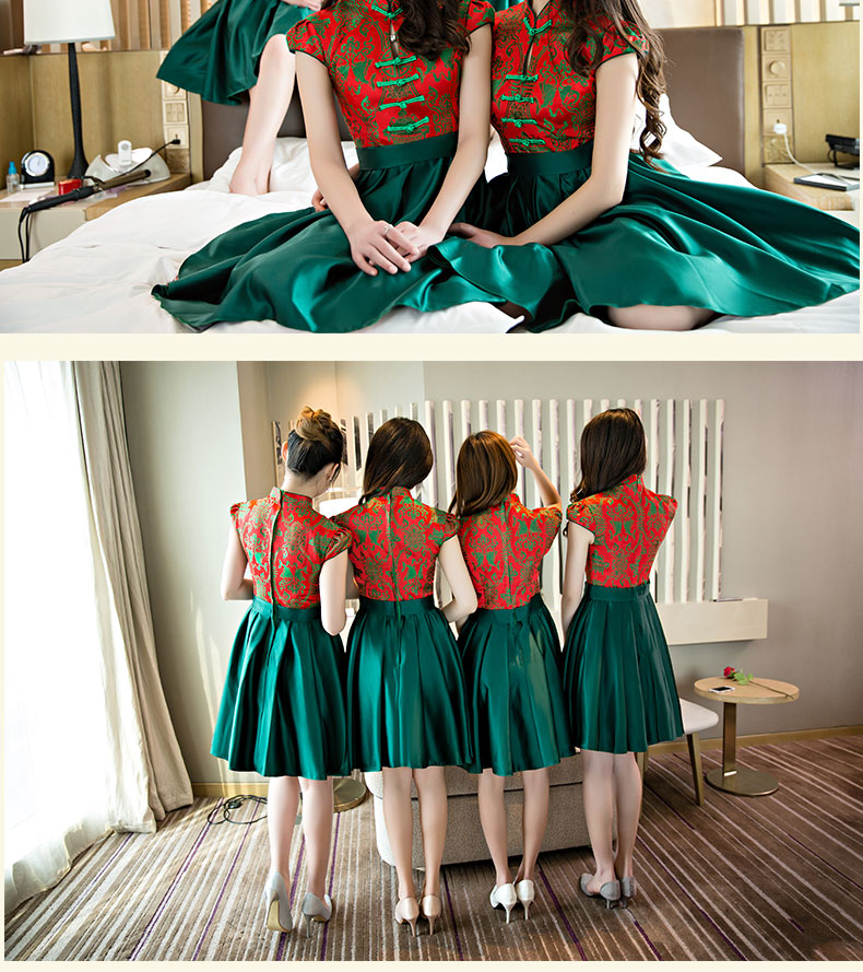 รหัส SOD 98 กี่เพ้าสั้น สีเขียว พร้อมส่ง