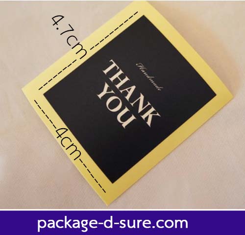 สติกเกอร์ THANK YOU สี่เหลี่ยมผืนผ้า สีดำ แพ็ค 6 แผ่น 54 ดวง